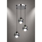 Minimal E-Ticaret Minimal Echo Bohem Finland Silver Chrome 3'lü Sarkıt Füme Cam Avize Çok Renkli