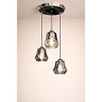 Minimal E-Ticaret Minimal Elite Silver Chrome Trio Plafonyer Cam Avize Gri