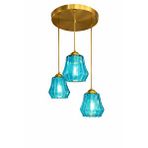 Minimal E-Ticaret Minimal Elite Trio Sapphire Blue Plafonyer Cam Avize Mavi