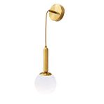 Minimal E-Ticaret Minimal Golden Ball Beyaz Cam Aplik Altın