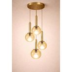 Minimal E-Ticaret Minimal Golden Ball Quad Honey Yellow Cam Avize Sarı