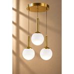 Minimal E-Ticaret Minimal Golden Ball Trio 3'lü Plafonyer ( Beyaz Cam ) Cam Avize Çok Renkli