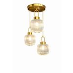 Minimal E-Ticaret Minimal İntense Exclusive Trio Golden Transparent Plafonyer Cam Avize Şeffaf