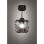 Minimal E-Ticaret Minimal İntense Silver Chrome Plafonyer ( Krom Gri ) Cam Avize Siyah