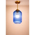 Minimal E-Ticaret Minimal Lotus Royal Blue Plafonyer ( Mavi ) Cam Avize Altın