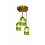 Minimal E-Ticaret Minimal Lotus Trio Forest Green Plafonyer Cam Avize Yeşil