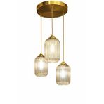 Minimal E-Ticaret Minimal Lotus Trio Transparent Black Plafonyer Cam Avize Altın