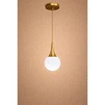 Minimal E-Ticaret Minimal Rains Gold Chrome One White Sarkıt Cam Avize Beyaz Cam - Gold Metal