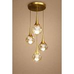 Minimal E-Ticaret Minimal Rains Gold Chrome Quad 4'lü Honey Yellow Cam Avize Bal Sarı Cam - Gold Metal