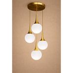 Minimal E-Ticaret Minimal Rains Gold Chrome Quad 4'lü White Cam Avize Beyaz Cam - Gold Metal