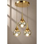 Minimal E-Ticaret Minimal Rains Gold Chrome Trio 3'lü Plafonyer ( Bal Sarı ) Cam Avize Çok Renkli