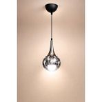 Minimal E-Ticaret Minimal Rains One Silver Chrome Füme Cam Avize Krom Cam - Siyah Metal