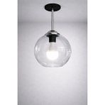 Minimal E-Ticaret Minimal Synergy Silver Chrome Plafonyer ( Transparent ) Cam Avize Siyah