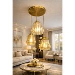 Minimal Elite TRİO Gold Chrome Plafonyer Cam Avize