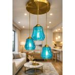 Minimal Elite Trio Sapphire Blue Plafonyer Cam Avize - Mavi