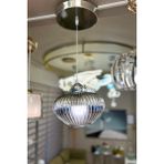 Minimal Ellipse Silver Chrome Sarkıt Cam Avize - Açık Gri
