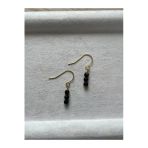 Minimal Gold Obsidyen Altın Kaplama Sallantı Küpe