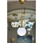 Minimal Golden Balll Slim Honey Yellow Cam Avize - Altın - Beyaz