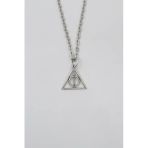 Minimal Harry Potter Ölüm Yadigarları Düz Ezme Zincir Kolye - Antik Gümüş Kaplama - Kadın Erkek - 60 cm