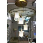 Minimal Lambent Silver Chrome Quad Plafonyer Cam Avize - Gold
