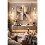 Minimal Lotus Gold Chrome ( Bal Sarı ) Cam Duvar Aplik - Bal Sarı - Gold