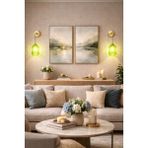 Minimal Lotus Gold Chrome ( Bal Sarı ) Cam Duvar Aplik - Yeşil - Gold
