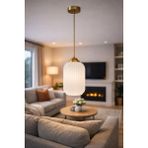 Minimal Lotus One Gold Chrome Sarkıt Cam Avize - 1BW-Beyaz