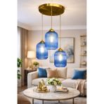 Minimal Lotus TRİO Royal Blue Plafonyer Cam Avize - Mavi