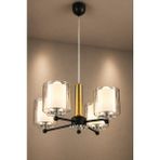Minimal Luxury Crystal Black & Gold Quad Cam Avize - Siyah - Bal