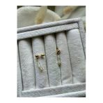 Minimal Opal Taşı Altın Kaplama Top Küpe
