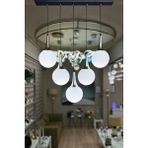 Minimal Rains Linear Silver Chrome 5'li Beyaz Cam Avize - Beyaz - Açık Gri