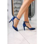 Minimal Shoes Lacivert Kadife 10 Cm Topuklu Kadın Stiletto Ayakkabı Büyük Ve Küçük Numara