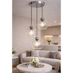 Minimal Synergy Silver Chrome Trio Plafonyer Cam Avize - Krom - Şeffaf