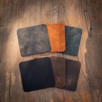 minimal X design Gerçek Deri Bardak Altlığı 6'lı Set, Isıya Dayanıklı Hakiki Deri, Şık ve Minimalist Tasarım Dekoratif Bardak Altlığı (Karışık)