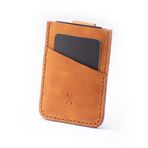 Minimal X Design Gerçek Deri Kartlık, Kağıt Para Bölmeli, Kolay Kullanım, Minimalist Tasarım, Hakiki Deri, Çekmeli, Erkek Cüzdan, Uniseks, Kredi Kartı Cüzdan (Camel)