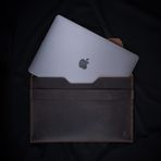 Minimal X Design Gerçek Deri Macbook Kılıfı, Hakiki Deri Laptop Kılıfı, Apple Macbook Pro/Air 13 İnç (Kestane - Koyu Kahverengi)