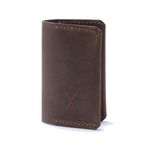 minimal X design Hakiki Deri Cüzdan, gerçek deri kartlık, katlanabilen kartlık, minimalist cüzdan, kart ve kağıt para, kredi kartı, kartvizitlik (Kestane - Koyu Kahverengi)
