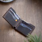 minimal X design Hakiki Deri Cüzdan, Klasik Cüzdan, Kağıt Para Cüzdanı, Erkek Cüzdanı, Gerçek Deri ve El Yapımı (Kestane - Koyu Kahverengi)