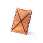 Minimal X Design Hakiki Deri Kartlık, Çok Kart Alabilen, Bol Kapasiteli, Esnek, Minimalist Cüzdan, Kaliteli Hediye, Eşsiz Tasarım, İnce (Camel)