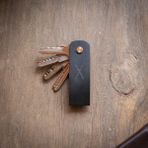 Minimal X Design Uzun Deri Anahtarlık Kolay Kullanım Klasik Tasarım - Antrasit - 3 - 4 Anahtar İçin