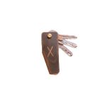 minimal X design V Anahtarlık, Hakiki Deri Anahtarlık, Kolay Kullanım ve Çizilmelere Karşı Önleyici, Minimalist Şık Tasarım (Taba / 3-4 Anahtar)