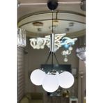 Minimal Zeppelin Cloud Silver Chrome 7'li Beyaz Cam Avize - Krom
