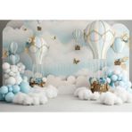 Minimalisfy 200X150CM Masalsı Balonlar ile Gökyüzü Arka Plan Stüdyo Fonu Dayanıklı Tasarım
