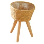 Minimalist Ahşap Dokuma İç Mekan Bitki Saksı Standı Su Geçirmez Saksı Sepeti 18 cm Çapında Balkon Saksı Rafı ve Ev Dekoru için İdeal