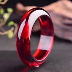 Minimalist Bangle Vintage Tarz Yakut Kırmızısı Şeffaf Renk Şık Reçine Kadın Bileklik | Parlak Ve Şık