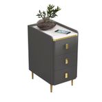 Minimalist Dar Çekmeceli Komidin, Orta Yüzyıl Modern Komodin, İnce Mikrofiber Deri Uzun Sehpa, Yatak Odası ve Oturma Odası için Metal Ayaklar, Küçük Alan Mobilyaları, Koyu Gri