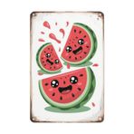 Minimalist Duvar Sanatı Çocuk Sevimli Kawaii Karpuz Tohumları Meyve Dilimleri Metal Kalay İşareti Çocuk Odası Dekoru Oturma Odasında Asılı Mükemmel 20 x 30 cm Metal İşareti