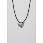Minimalist Gotik Yarasa Kolye - Pu Deri İp Zincirli Unisex Gümüş Kaplama - 60 Cm