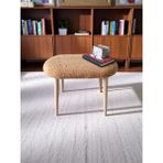 Minimalist Teddy Kumaş Tabure, Ahşap Ayaklı Tabure, Salon, Ofis, Makyaj Masası, Yemek Masası - Kahverengi