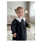 Miniminnakkidswear Kız çocuk beyaz dantel yaka kot elbise